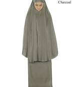 MyBatua Charcoal Khimar And Long Skirt Dua Prayer Set - Soft Viscose Jersey