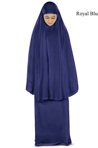 MyBatua Royal_Blue Khimar And Long Skirt Dua Prayer Set - Soft Viscose Jersey