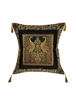 Lal Haveli Decorative Peacock Design Silk Cushion Cover 18 x 18 Inch 1