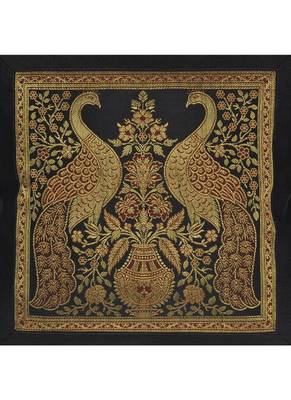 Lal Haveli Decorative Peacock Design Silk Cushion Cover 18 x 18 Inch 2