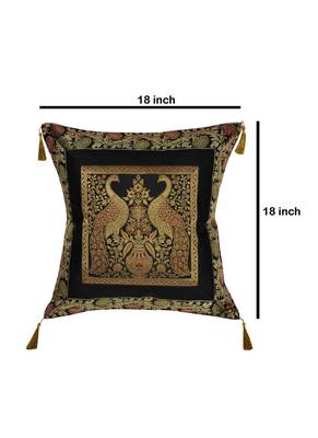 Lal Haveli Decorative Peacock Design Silk Cushion Cover 18 x 18 Inch 4