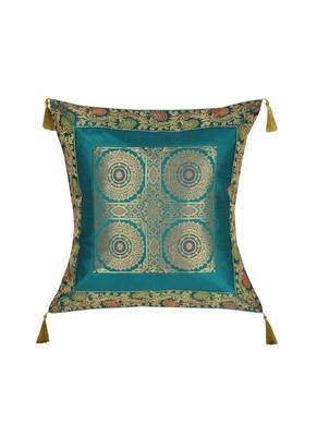 Lal Haveli Green Color Silk Single Cushion Cover 18 x 18 Inch 1