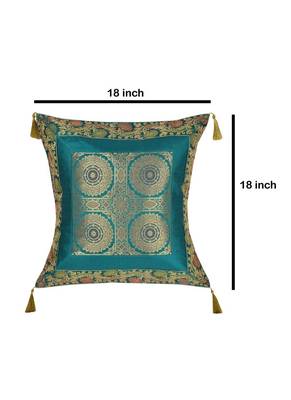 Lal Haveli Green Color Silk Single Cushion Cover 18 x 18 Inch 4