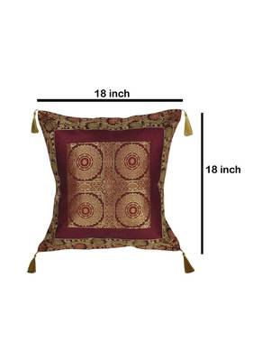 Lal Haveli Home Decorative Handmade Designer Silk Cushion Cover 18 x 18 Inch 4