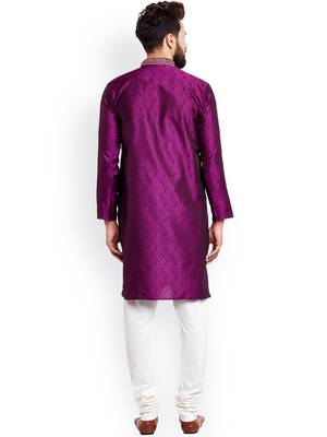 Purple Plain Silk Blend Kurta Pajama 3