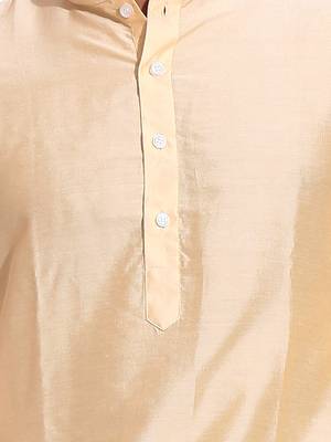 Gold Plain Silk Blend Dhoti Kurta 2