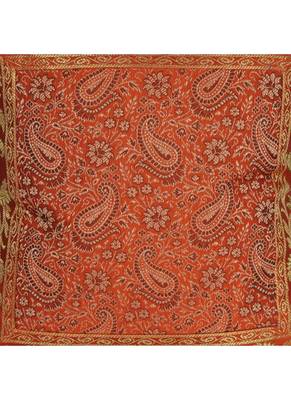 Lal Haveli Rajasthani Handmade Paisley Design Silk Throw Cushion Cover 16 x 16 Inch 2