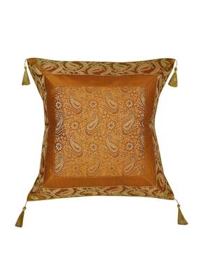 Lal Haveli Handmade Decorative Paisley Square Silk Cushion Cover 18 x 18 Inch 1