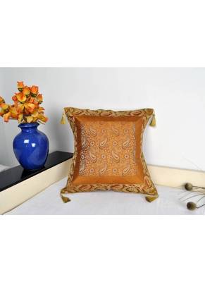 Lal Haveli Handmade Decorative Paisley Square Silk Cushion Cover 18 x 18 Inch 4