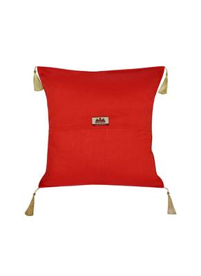 Lal Haveli Red Color Handmade Paisley Design Silk Cushion Cover 18 x 18 Inch 3