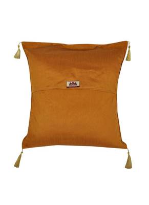 Lal Haveli Silk Fabric Elephant Peacock Design Square Shape Cushion Cover 18 x 18 Inch 3