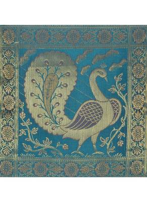 Lal Haveli Square Shape Green Color Peacock Cushion Cover 18 x 18 Inch 2