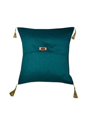 Lal Haveli Square Shape Green Color Peacock Cushion Cover 18 x 18 Inch 3