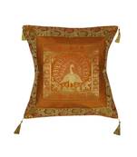 Lal Haveli Sofa Decorations Peacock Silk Cushion Cover 18 x 18 Inch