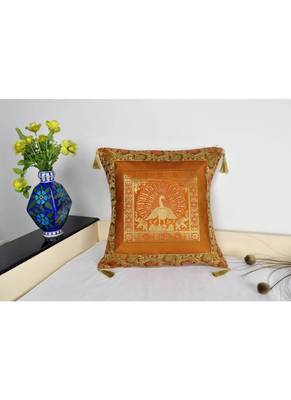 Lal Haveli Sofa Decorations Peacock Silk Cushion Cover 18 x 18 Inch 4