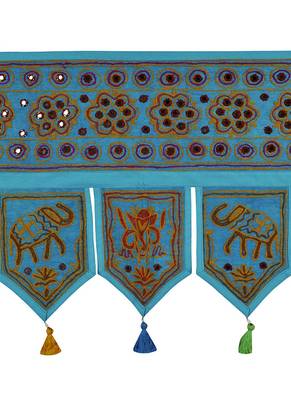 Decorative Hand Embroidery Work Design Cotton Toran Tapestry 56 X 18 Inches 2