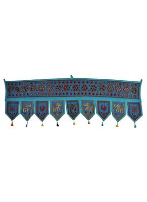 Lalhaveli Decorative Embroidery Work Mirror Work Design Door Valance 56 X 18 ... 1