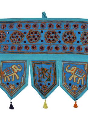 Lalhaveli Decorative Embroidery Work Mirror Work Design Door Valance 56 X 18 ... 2