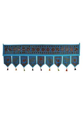 Lalhaveli Hand Embroidery Work Design Cotton Mirror Work Door Hanging 56 X 18... 1