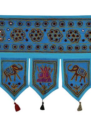 Ethnic Handmade Embroidery Work Design Cotton Topper Window Valance 56 X 18 I... 2