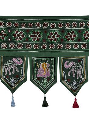 Traditional Patchwork Design Embroidery Decorative Door Hanging 56 X 18 Inches 2
