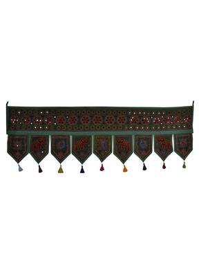 Embroidered Mirror Work Design Decorative Door Hanging 56 X 18 Inches 1