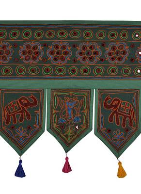 Embroidered Mirror Work Design Decorative Door Hanging 56 X 18 Inches 2