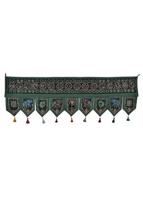 Embroidered Mirror Work Home Decor Cotton Door Hanging 56 X 18 Inches 1