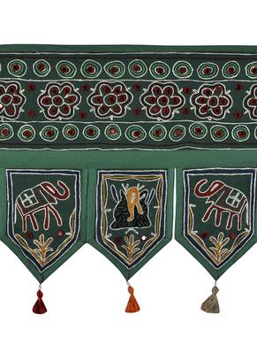 Embroidered Mirror Work Home Decor Cotton Door Hanging 56 X 18 Inches 2