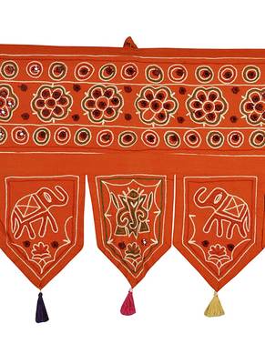Ethnic Handmade Mirror Work Decorative Embroidery Design Cotton Door Hanging ... 2