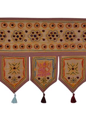 Jaipuri Embroidered Mirror Work Design Elegant Cotton Door Hanging 56 X 18 In... 2
