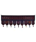Mirror Embroidered Design Cotton Toran Hanging Tapestry 56 X 18 Inches
