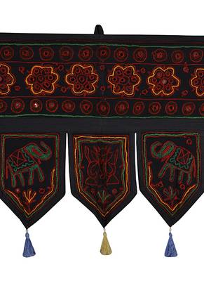 Elephant Embroidered Design Decorative Door Hanging 56 X 18 Inches 2