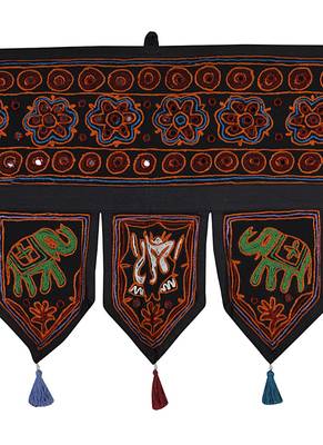 Mirror Embroidery Design Cotton Window Valance 56 X 18 Inches 2