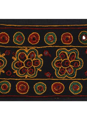 Ethnic Embroidered Mirror Work Design Cotton Door Hanging 56 X 18 Inches 3