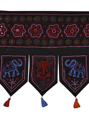 Traditional Handmade Embroidered Design Cotton Door Hanging 56 X 18 Inches 2