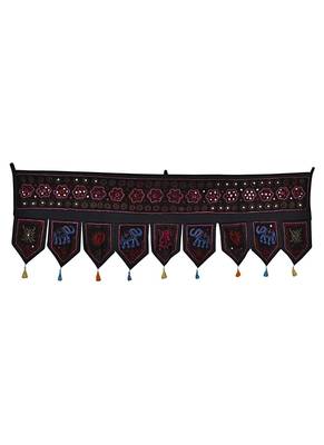 Vintage Embroidery Mirror Design Cotton Door Hanging 56 X 18 Inches 1