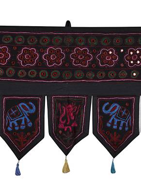 Vintage Embroidery Mirror Design Cotton Door Hanging 56 X 18 Inches 2