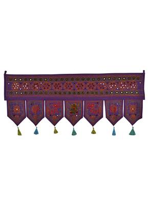 Mirror Work Design Embroidered Cotton Door Hanging 42 X 18 Inches 1