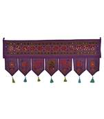 Mirror Work Design Embroidered Cotton Door Hanging 42 X 18 Inches
