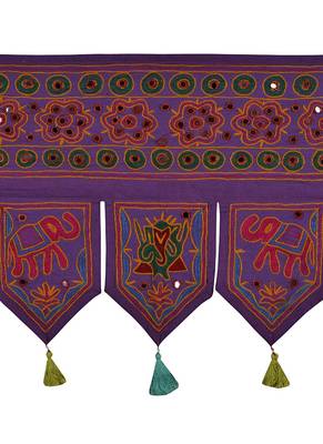 Mirror Work Design Embroidered Cotton Door Hanging 42 X 18 Inches 2