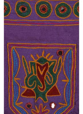 Mirror Work Design Embroidered Cotton Door Hanging 42 X 18 Inches 3
