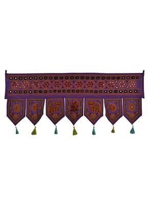 Vintage Embroidery Mirror Work Design Cotton Handmade Door Hanging 42 X 18 In... 1