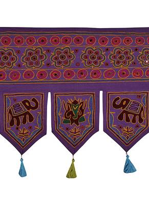 Jaipuri Handmade Decorative Embroidery & Mirror Work Design Cotton Door Hangi... 2