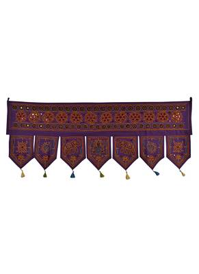 Rajasthani Handmade Mirror & Embroidered Work Design Cotton Door Valance 42 X... 1