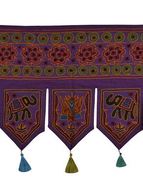 Elegant Mirror Work Embroidery Work Design Cotton Door Hanging 42 X 18 Inches 2
