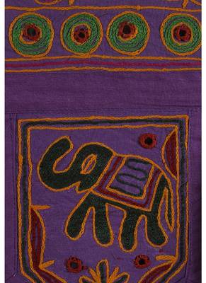 Elegant Mirror Work Embroidery Work Design Cotton Door Hanging 42 X 18 Inches 3