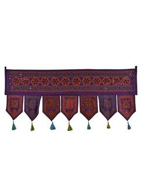 Room Decorative Embroidery & Mirror Work Design Cotton Door Hanging 42 X 18 I... 1