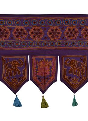 Room Decorative Embroidery & Mirror Work Design Cotton Door Hanging 42 X 18 I... 2
