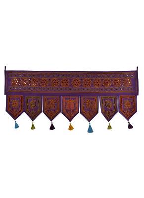 Handmade Mirror Work Embroidery Design Cotton Home Decor Indian Toran 42 X 18... 1